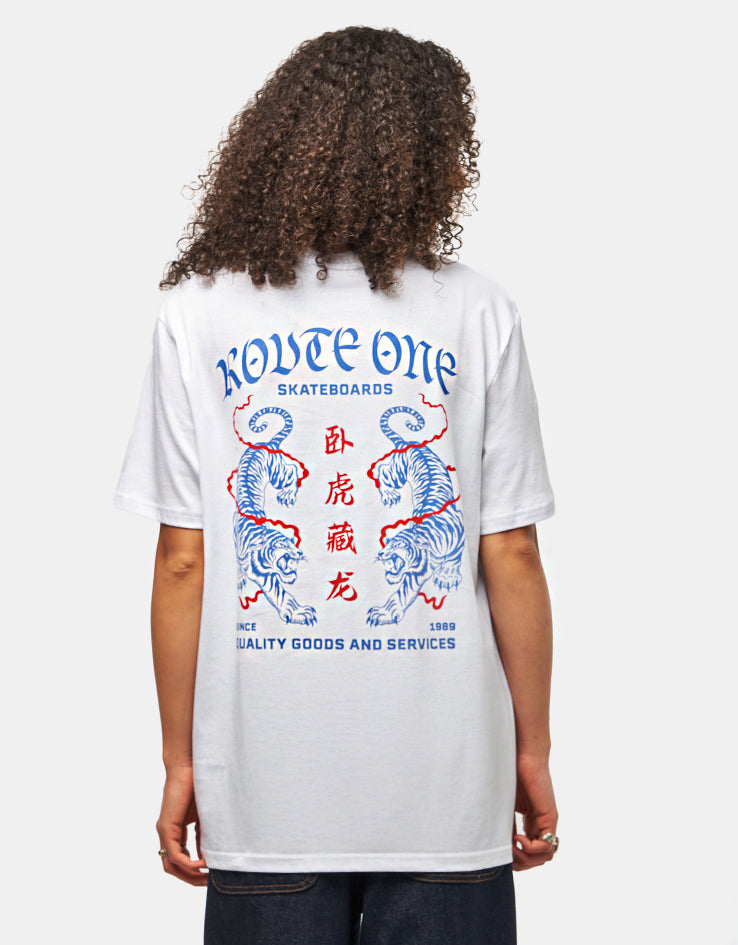 Route One Crawling Tiger Organic T-Shirt - White