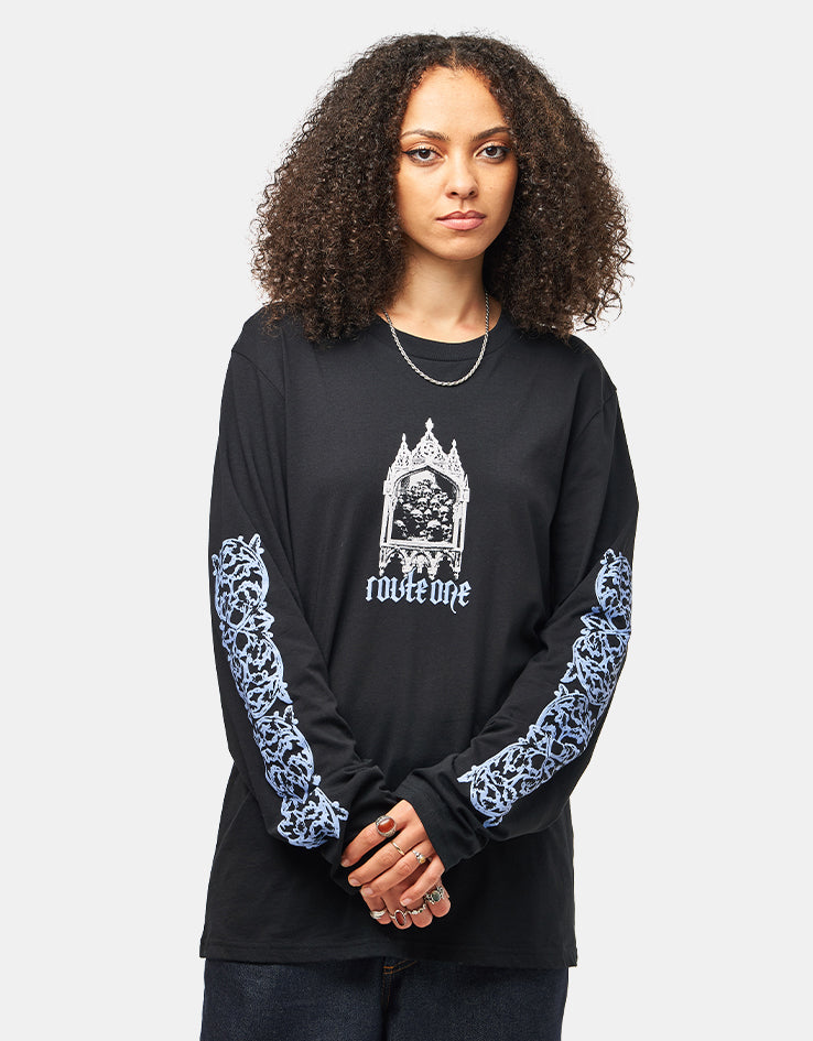 Route One Carved Organic L/S T-Shirt - Black