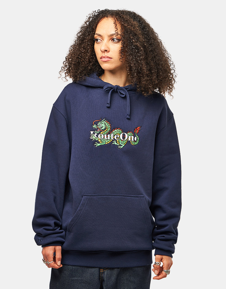 Route One Dwagon Heavyweight Hoodie - Navy
