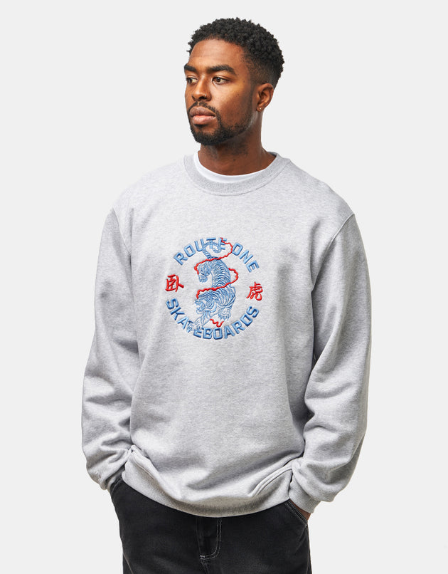 Route One Crawling Tiger Heavyweight Sweatshirt - Heather Grey