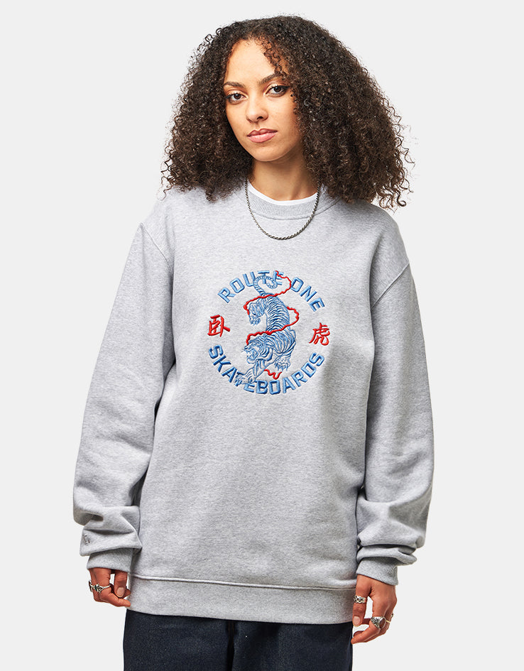 Route One Crawling Tiger Heavyweight Sweatshirt - Heather Grey