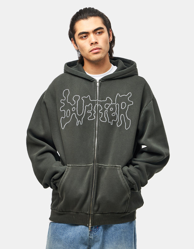 Butter Goods Blotch Zip-Thru Hoodie - Washed Black