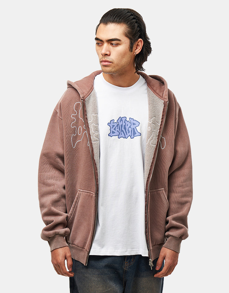 Butter Goods Blotch Zip-Thru Hoodie - Washed Berry