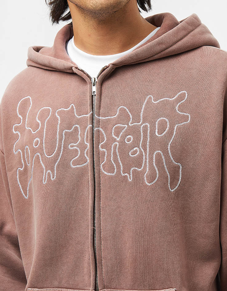 Butter Goods Blotch Zip-Thru Hoodie - Washed Berry