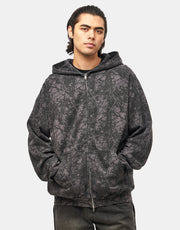 Butter Goods Woods Camo Zip-Thru Hoodie - Washed Black