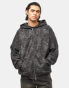 Butter Goods Woods Camo Zip-Thru Hoodie - Washed Black