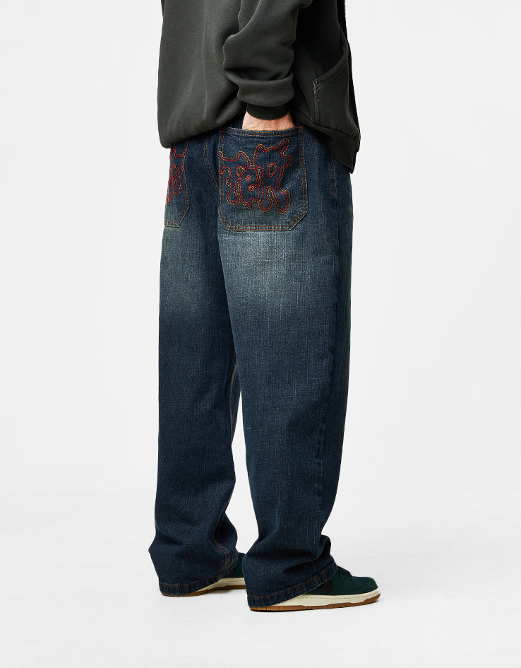 Butter Goods Blotch Denim Jeans - Streaky Navy