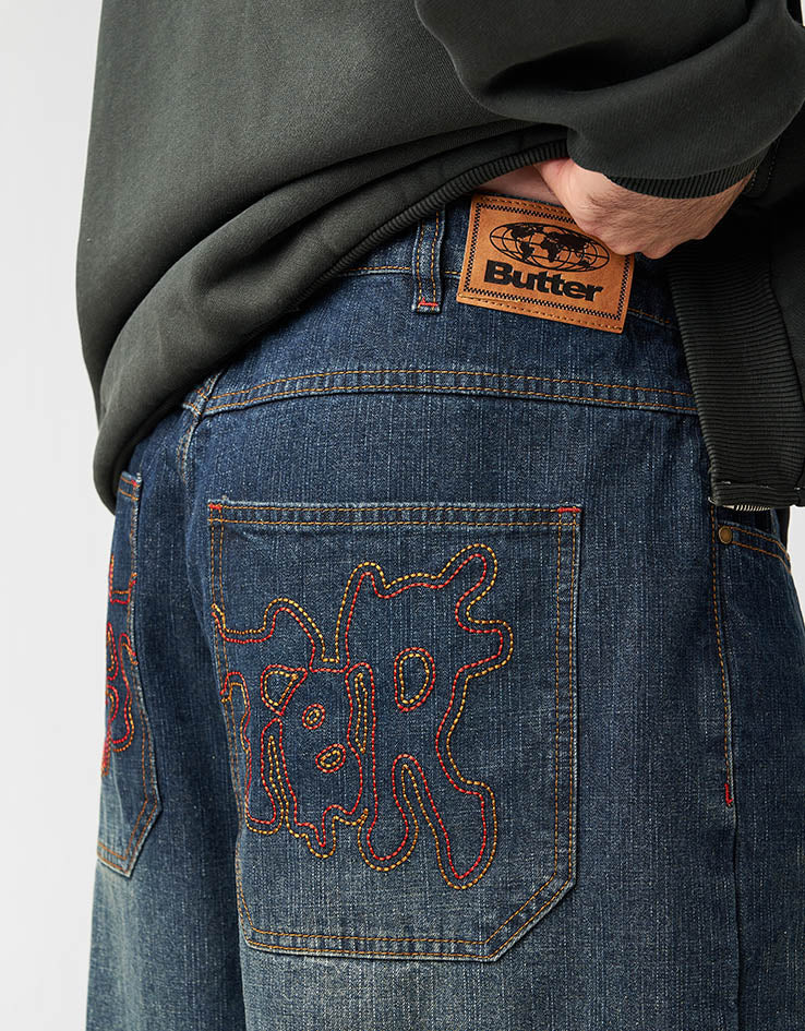 Butter Goods Blotch Denim Jeans - Streaky Navy