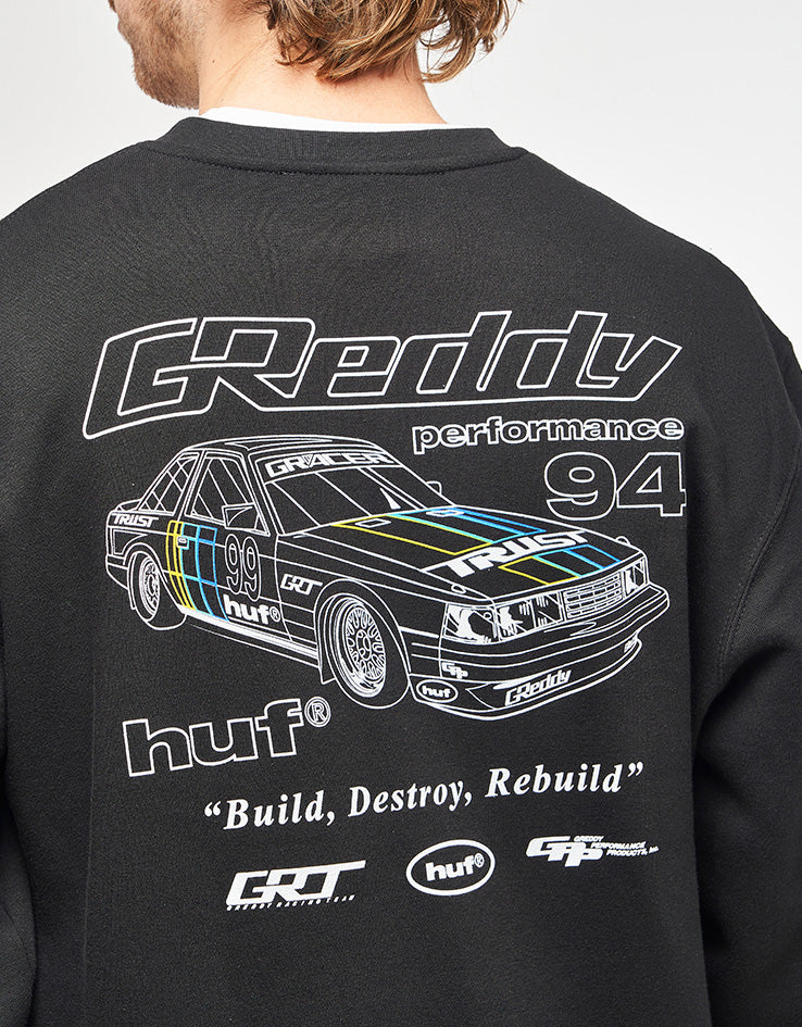 HUF x GReddy Retro Mod Crew - Black