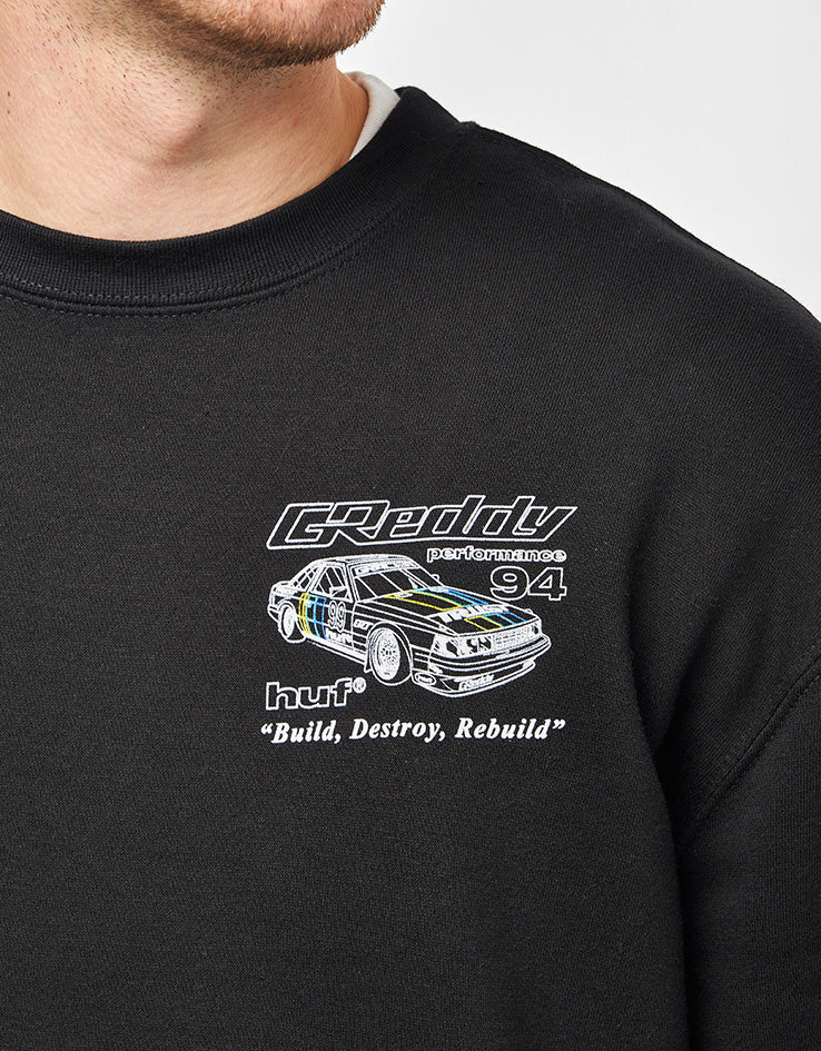 HUF x GReddy Retro Mod Crew - Black