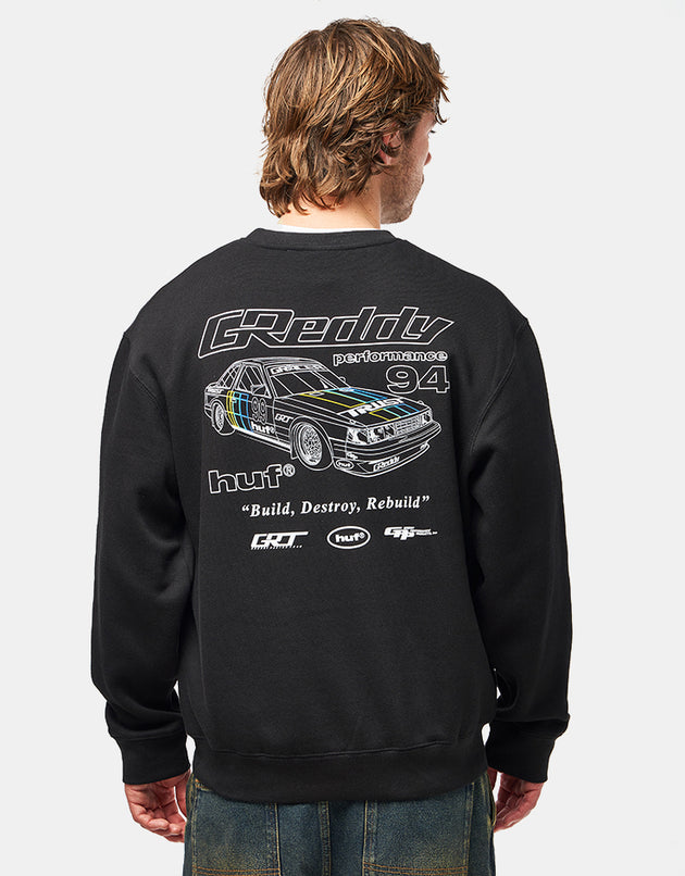 HUF x GReddy Retro Mod Crew - Black