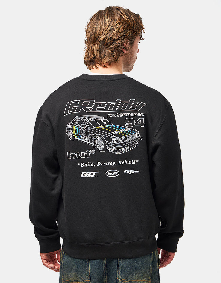 HUF x GReddy Retro Mod Crew - Black