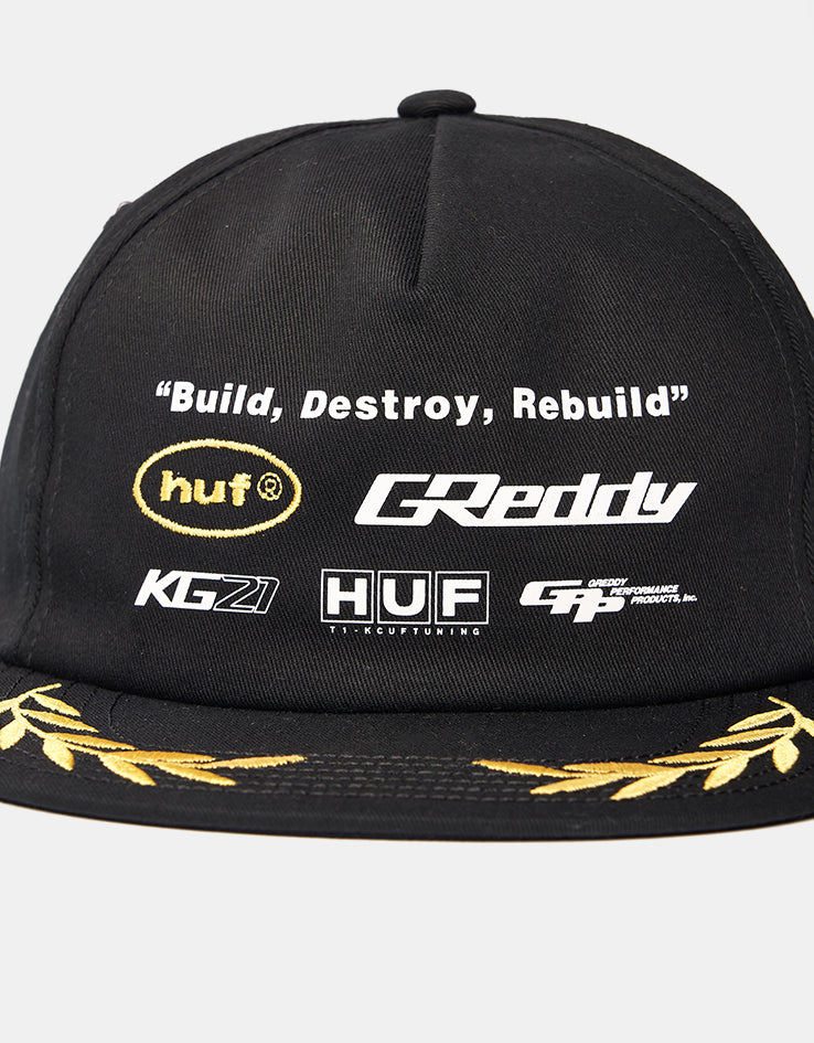 HUF x GReddy Team Snapback Cap - Black