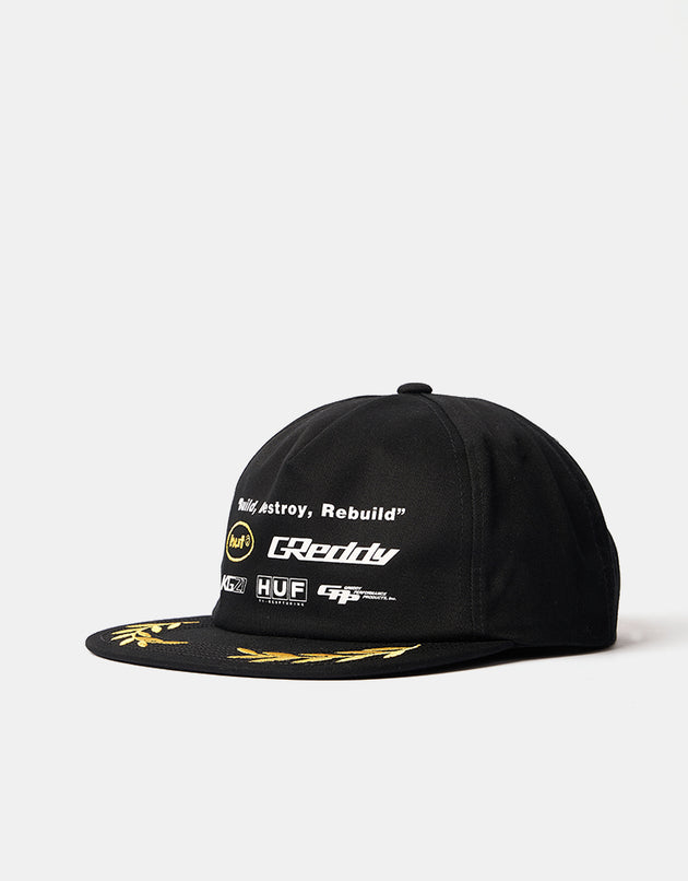 HUF x GReddy Team Snapback Cap - Black