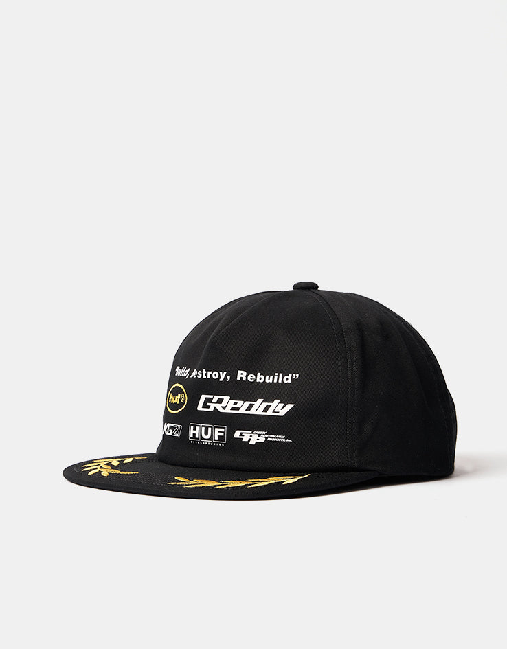 HUF x GReddy Team Snapback Cap - Black