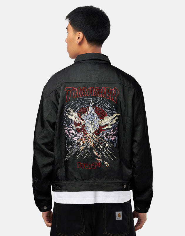 HUF x Thrasher Trucker Jacket - Black