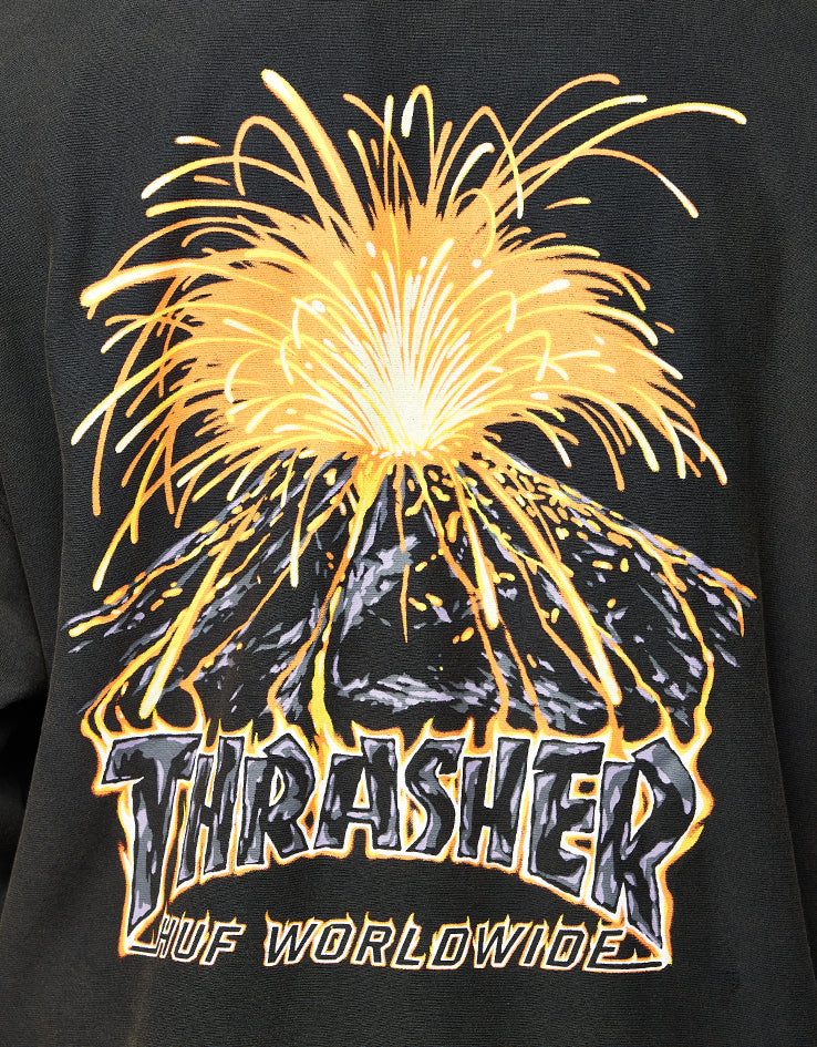 HUF x Thrasher Meltdown Heavyweight Hoodie - Washed Black