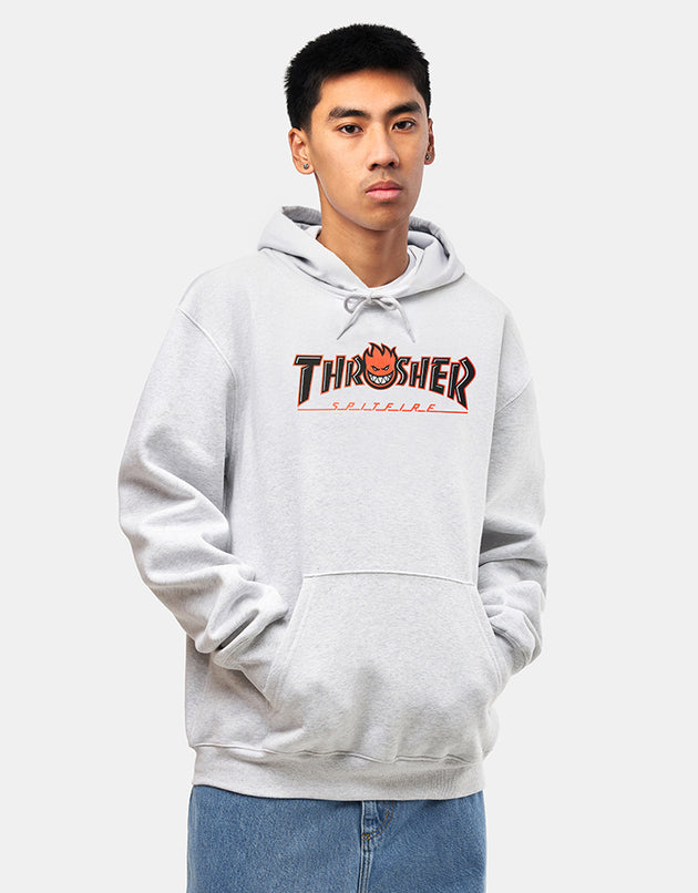Thrasher x Spitfire Big Head Outline Pullover Hoodie - Ash