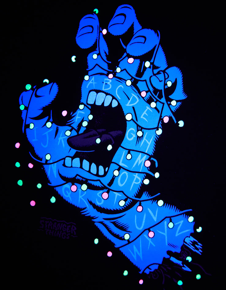 Santa Cruz x Stranger Things Screaming Lights T-Shirt - Black