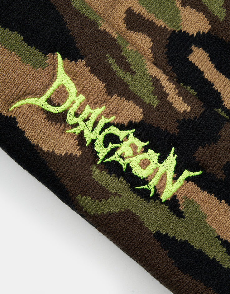 Dungeon Scrawl Logo Beanie - Jungle Camo/Neon Yellow