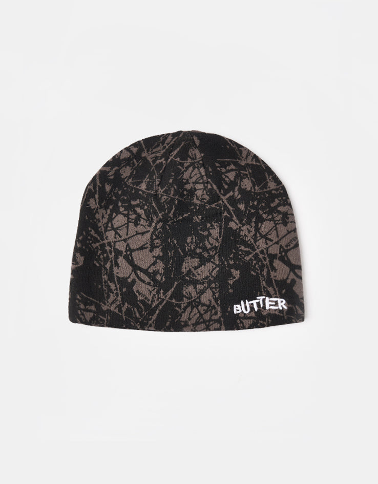 Butter Goods Woods Camo Skully Beanie - Black