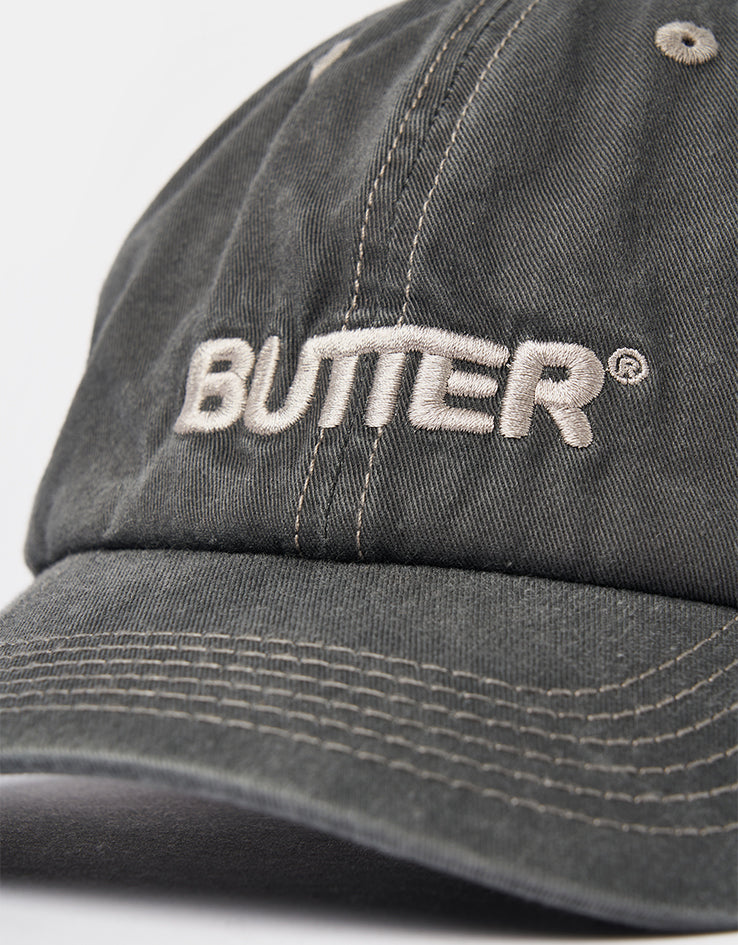 Butter Goods Rounded Logo 6 Panel Cap - Washed Black