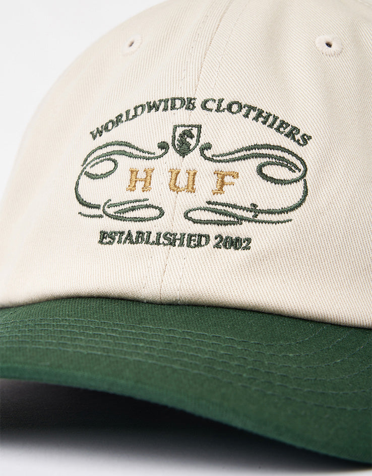 HUF Worldwide Clothiers 6 Panel Curved Visor Cap - Forest Green