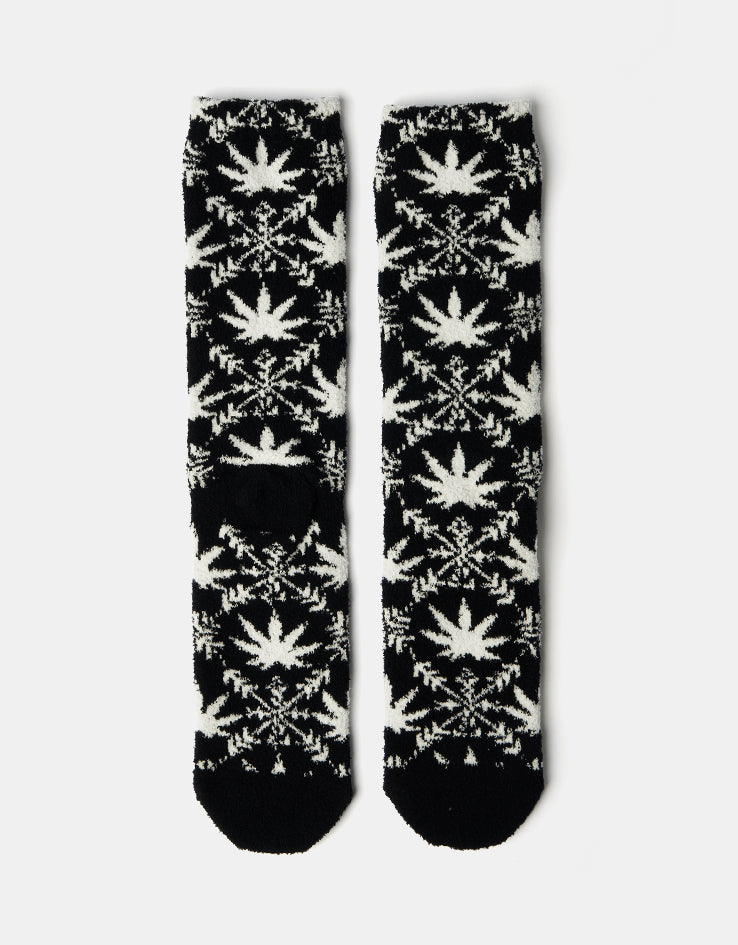 HUF Arctic Plantlife Fuzzy Crew Socks - Black