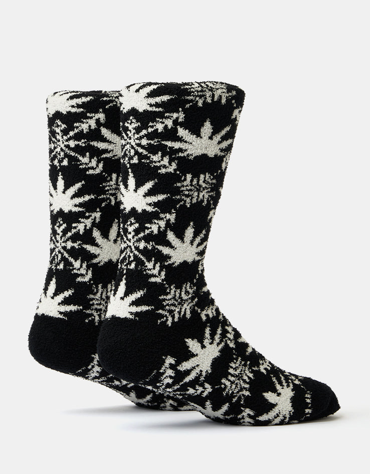 HUF Arctic Plantlife Fuzzy Crew Socks - Black