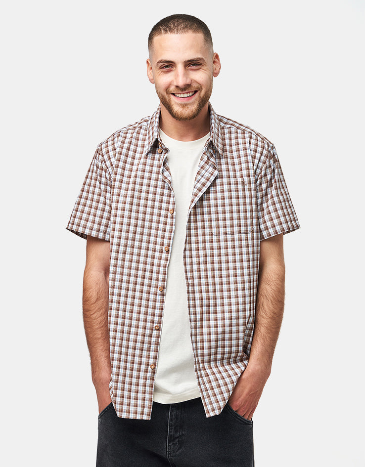 Route One Noah S/S Plaid Shirt - Brown/Blue