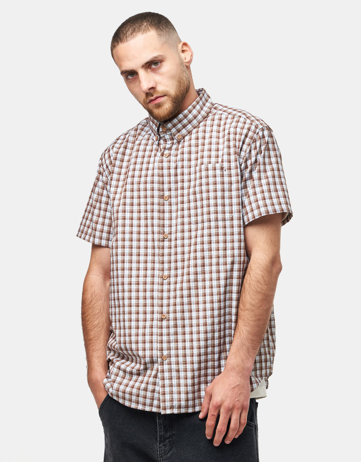 Route One Noah S/S Plaid Shirt - Brown/Blue