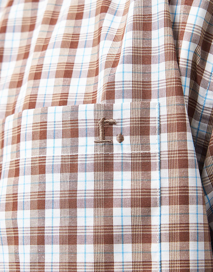 Route One Noah S/S Plaid Shirt - Brown/Blue