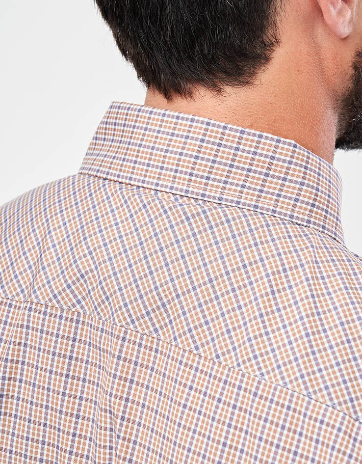 Route One Noah S/S Plaid Shirt - Brown/Blue