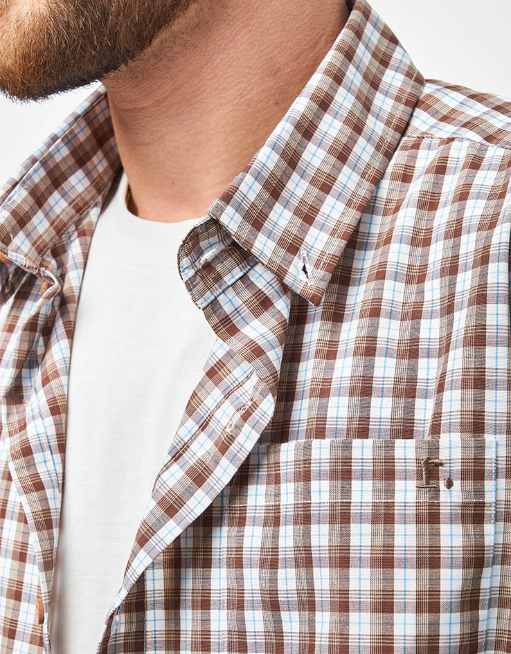 Route One Noah S/S Plaid Shirt - Brown/Blue