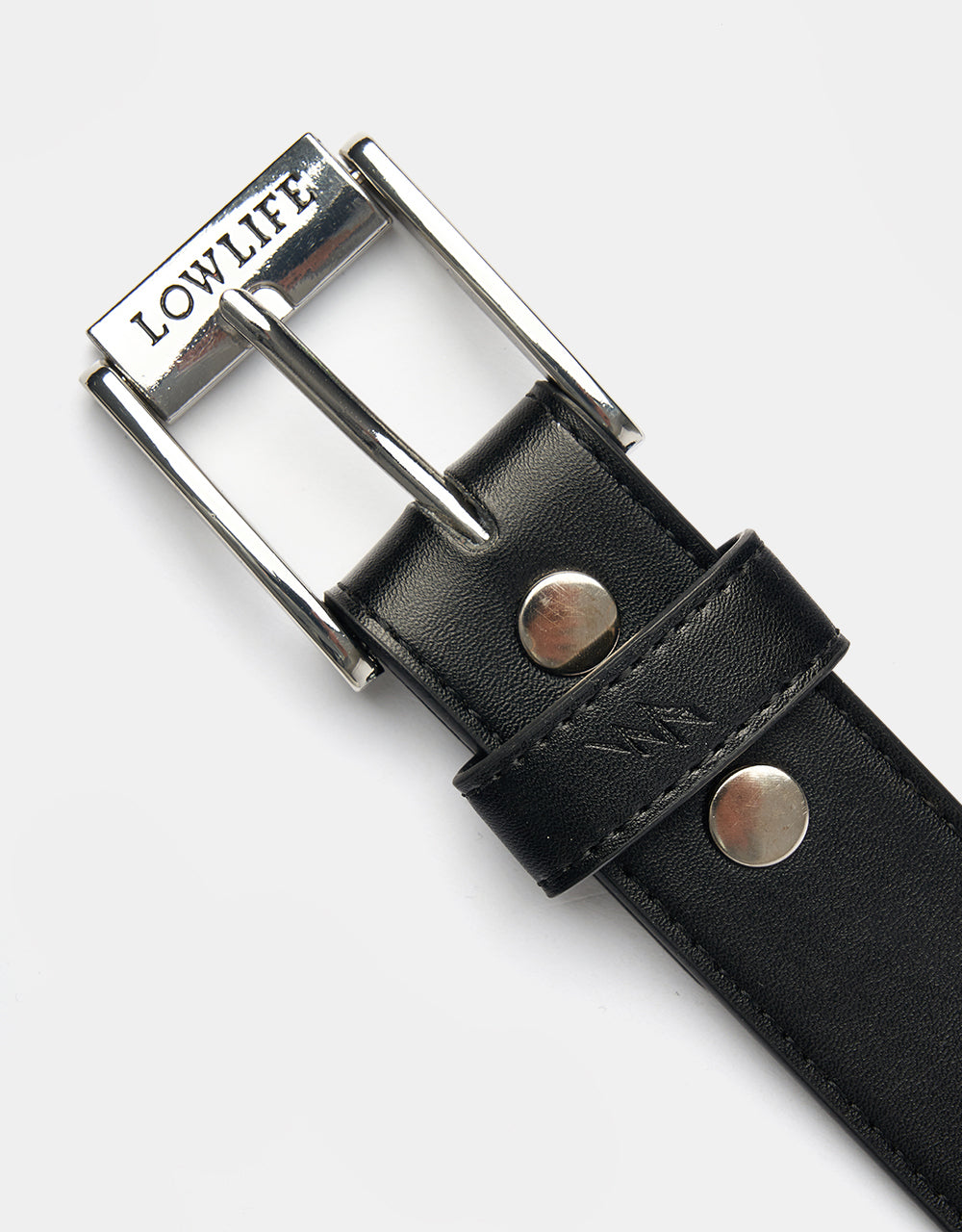 Lowlife Triple S Studded Leather Belt - Black and Silver
