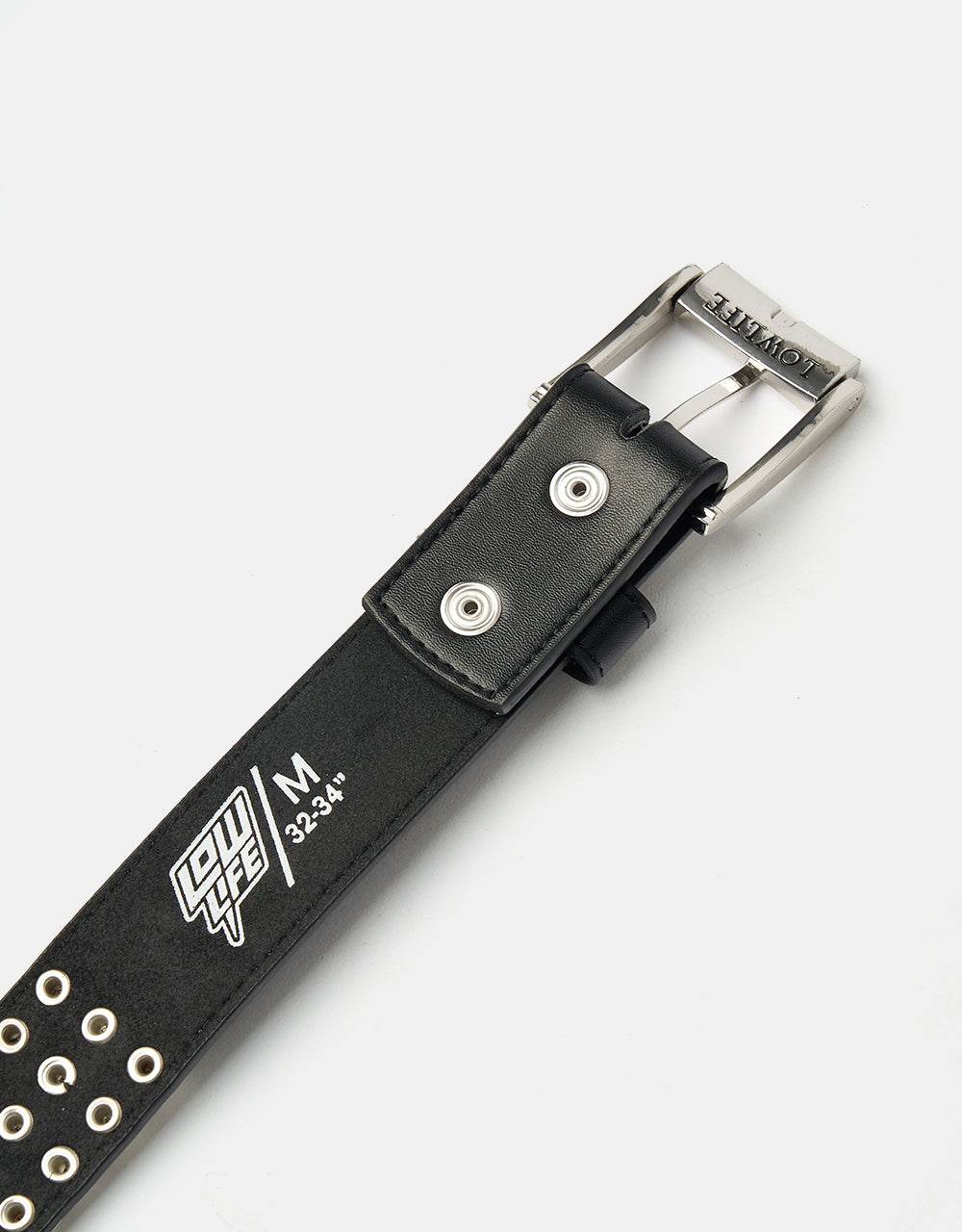 Lowlife Triple S Studded Leather Belt - Black and Silver
