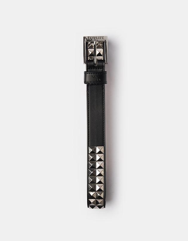 Lowlife Dub Leather Belt - Black Silver