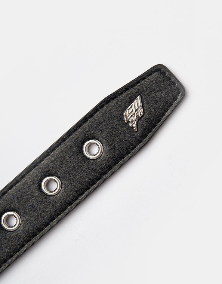 Lowlife Dub Leather Belt - Black Silver