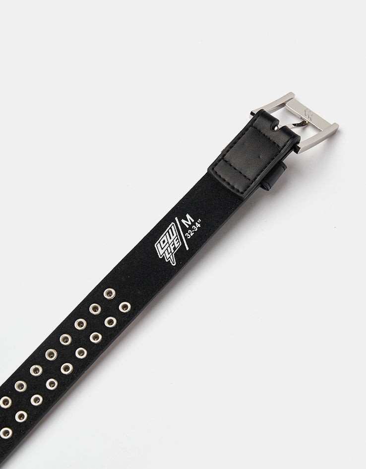 Lowlife Dub Leather Belt - Black Silver