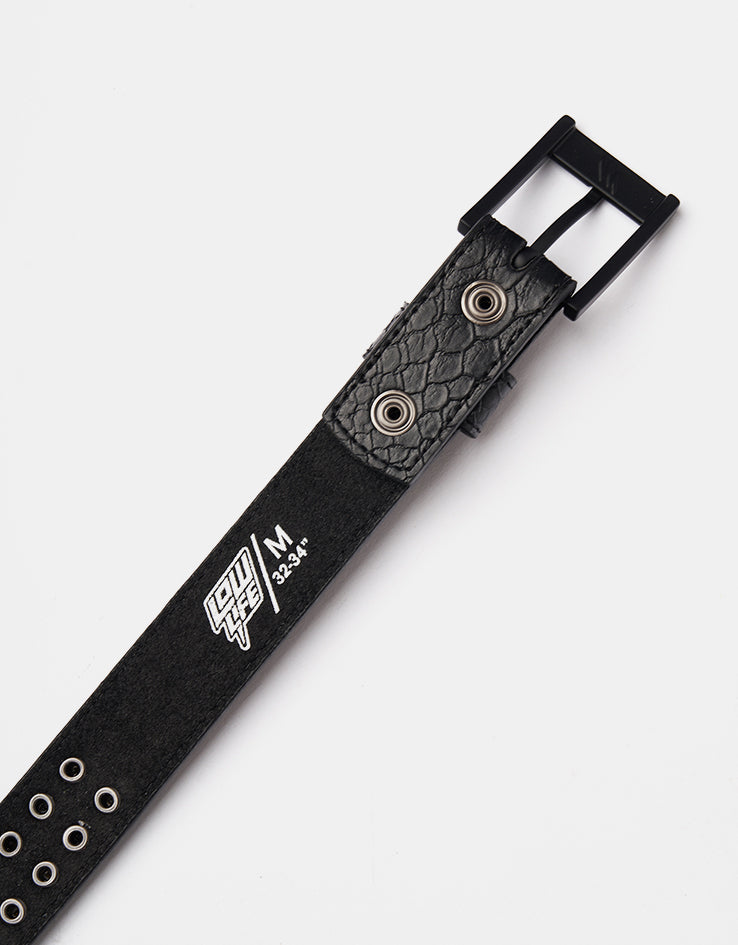 Lowlife Dub Leather Belt - Black Snakeskin