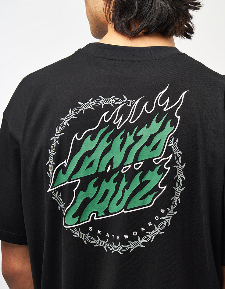 Santa Cruz Wired Flame Dot Chest T-Shirt - Black