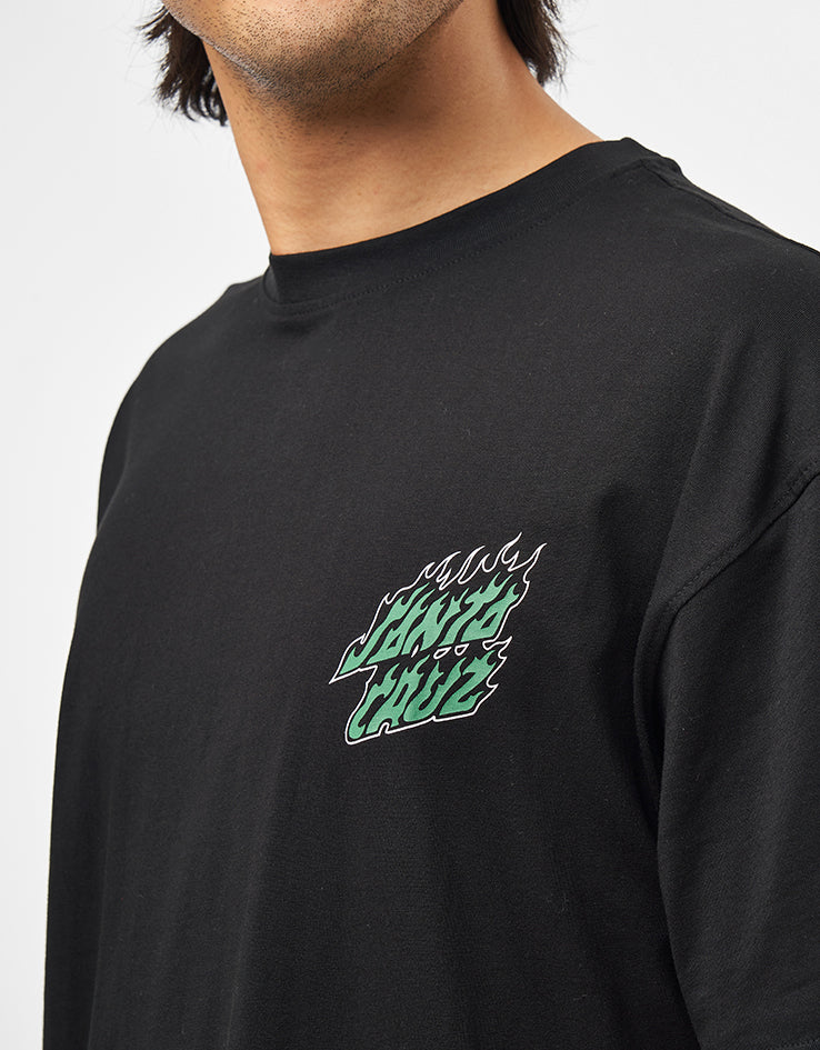 Santa Cruz Wired Flame Dot Chest T-Shirt - Black