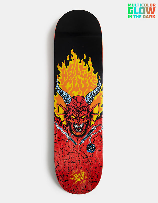 Santa Cruz x Stranger Things Hellfire Club Flames Skateboard Deck - 9"