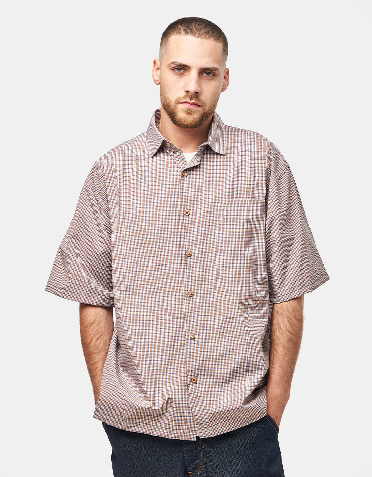 Route One Terrance S/S Plaid Shirt - Brown