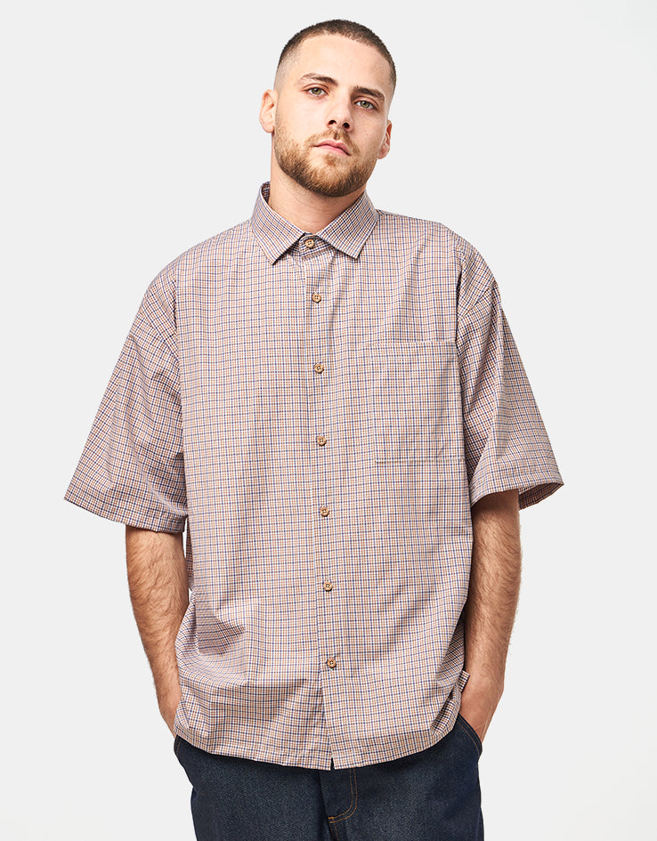Route One Terrance S/S Plaid Shirt - Brown