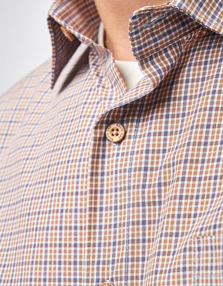 Route One Terrance S/S Plaid Shirt - Brown