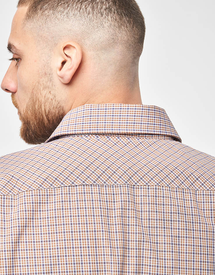 Route One Terrance S/S Plaid Shirt - Brown