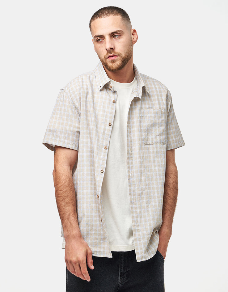 Route One Walter S/S Plaid Shirt - Beige