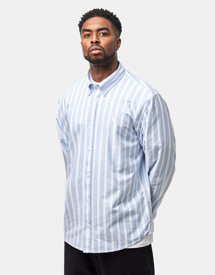 Carhartt WIP L/S Deven Shirt - Deven Stripe/Bleach/White