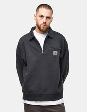 Carhartt WIP Half Zip Detroit Sweat - Black (Stone Washed)